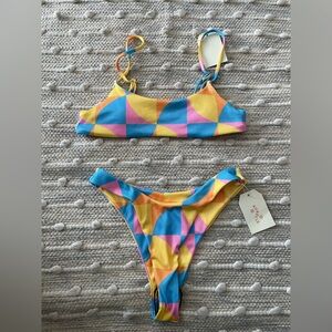 Aurelle Blue and Yellow bikini set NWT small